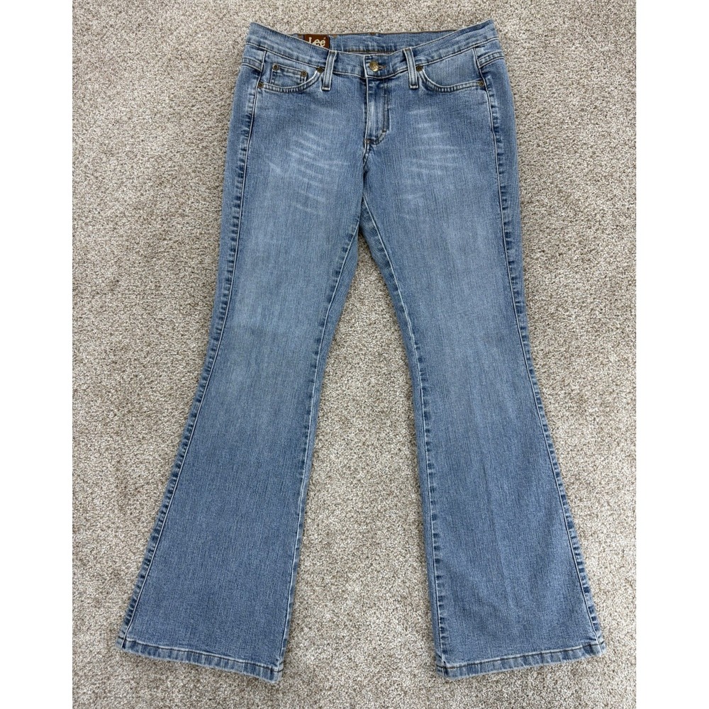 Vintage LEE Bell Bottom Jeans Womens Jrs 11 Blue Low Rise Big Flare Y2K‎ (31x31)